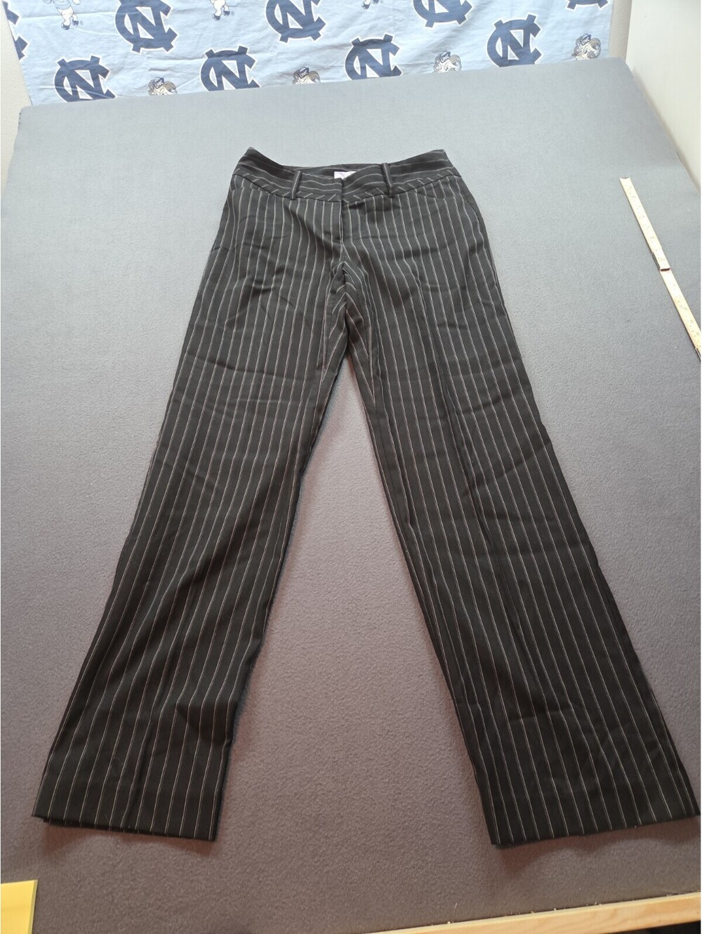 women's black pin striped straight leg dress pants by 9 West size 6